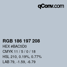 Color code: RGB 186 197 208 | qconv.com