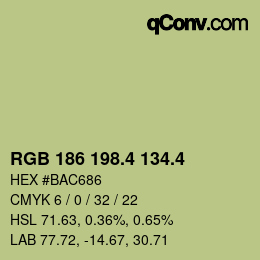 カラーコード: RGB 186 198.4 134.4 | qconv.com
