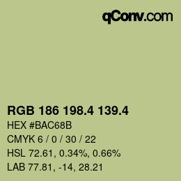 カラーコード: RGB 186 198.4 139.4 | qconv.com