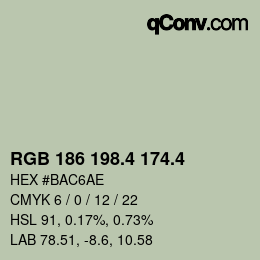 カラーコード: RGB 186 198.4 174.4 | qconv.com