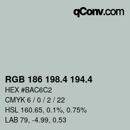 カラーコード: RGB 186 198.4 194.4 | qconv.com