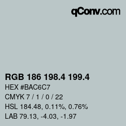 カラーコード: RGB 186 198.4 199.4 | qconv.com