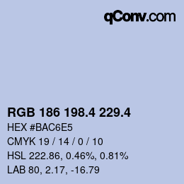 カラーコード: RGB 186 198.4 229.4 | qconv.com
