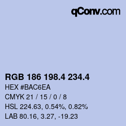 カラーコード: RGB 186 198.4 234.4 | qconv.com