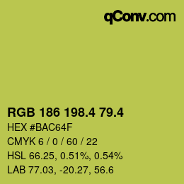 カラーコード: RGB 186 198.4 79.4 | qconv.com