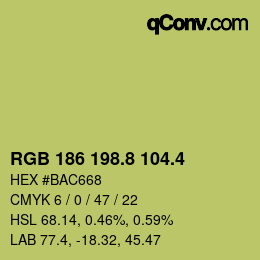 カラーコード: RGB 186 198.8 104.4 | qconv.com