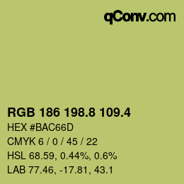 カラーコード: RGB 186 198.8 109.4 | qconv.com