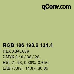 カラーコード: RGB 186 198.8 134.4 | qconv.com