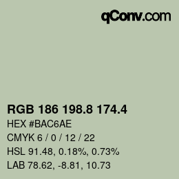 カラーコード: RGB 186 198.8 174.4 | qconv.com
