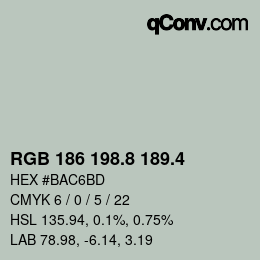 カラーコード: RGB 186 198.8 189.4 | qconv.com