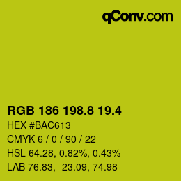 カラーコード: RGB 186 198.8 19.4 | qconv.com