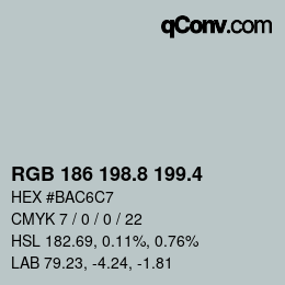 カラーコード: RGB 186 198.8 199.4 | qconv.com