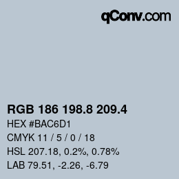 カラーコード: RGB 186 198.8 209.4 | qconv.com