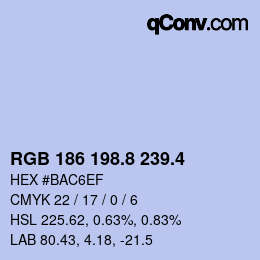 カラーコード: RGB 186 198.8 239.4 | qconv.com