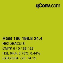 カラーコード: RGB 186 198.8 24.4 | qconv.com