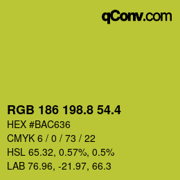 カラーコード: RGB 186 198.8 54.4 | qconv.com