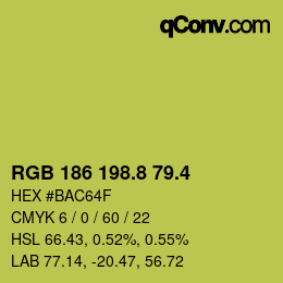 カラーコード: RGB 186 198.8 79.4 | qconv.com