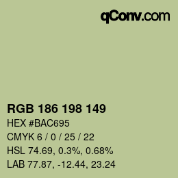 Color code: RGB 186 198 149 | qconv.com