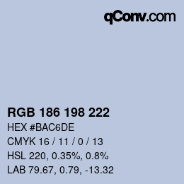 Farbcode: RGB 186 198 222 | qconv.com