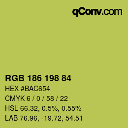 Color code: RGB 186 198 84 | qconv.com