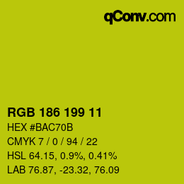 カラーコード: RGB 186 199 11 | qconv.com