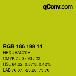 Color code: RGB 186 199 14 | qconv.com