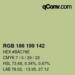 Color code: RGB 186 199 142 | qconv.com