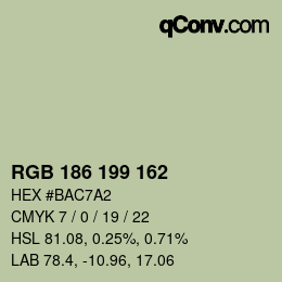 Color code: RGB 186 199 162 | qconv.com