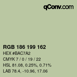 カラーコード: RGB 186 199 162 | qconv.com