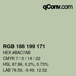 Color code: RGB 186 199 171 | qconv.com