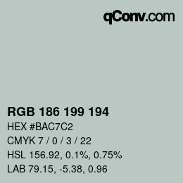 カラーコード: RGB 186 199 194 | qconv.com