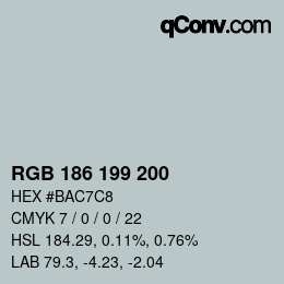 カラーコード: RGB 186 199 200 | qconv.com