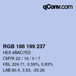 Color code: RGB 186 199 237 | qconv.com