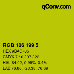 Color code: RGB 186 199 5 | qconv.com