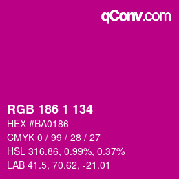 Color code: RGB 186 1 134 | qconv.com