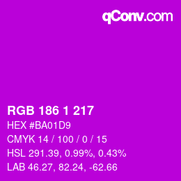 Color code: RGB 186 1 217 | qconv.com