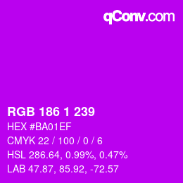 颜色代码: RGB 186 1 239 | qconv.com