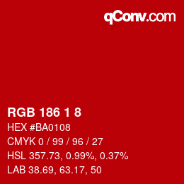 Farbcode: RGB 186 1 8 | qconv.com