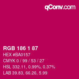 カラーコード: RGB 186 1 87 | qconv.com
