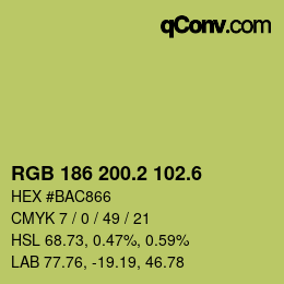 カラーコード: RGB 186 200.2 102.6 | qconv.com