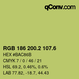 カラーコード: RGB 186 200.2 107.6 | qconv.com
