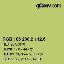 カラーコード: RGB 186 200.2 112.6 | qconv.com
