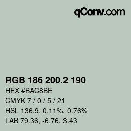 カラーコード: RGB 186 200.2 190 | qconv.com