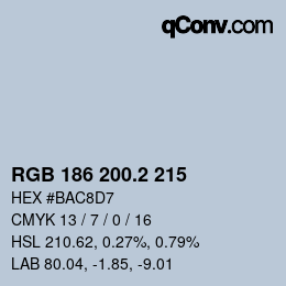 カラーコード: RGB 186 200.2 215 | qconv.com