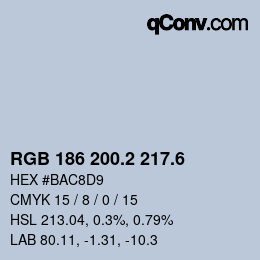 カラーコード: RGB 186 200.2 217.6 | qconv.com