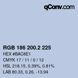 カラーコード: RGB 186 200.2 225 | qconv.com