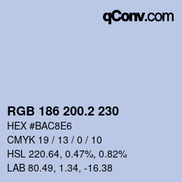 カラーコード: RGB 186 200.2 230 | qconv.com