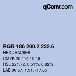カラーコード: RGB 186 200.2 232.6 | qconv.com