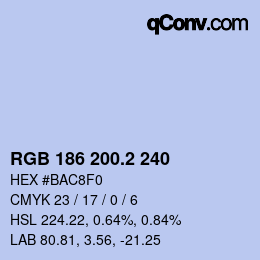 カラーコード: RGB 186 200.2 240 | qconv.com