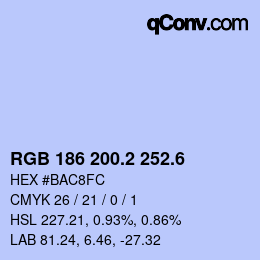 カラーコード: RGB 186 200.2 252.6 | qconv.com